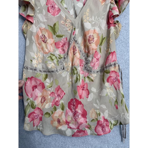 Lane Bryant Silk Skirt Top Set Womens 2X Beige Pink Floral Lace 2 Piece Outfit - Picture 9 of 16